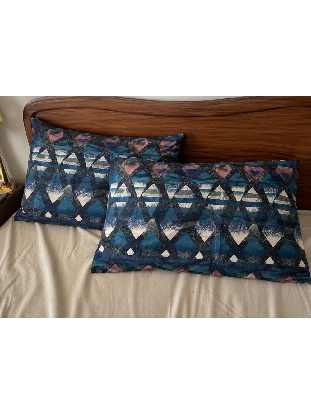 Vintage 1980s Geometric Pillowcases, Set of 2
